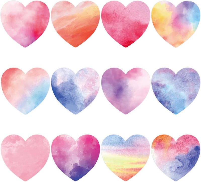 Machomby 48 Pcs Valentine’s Day Heart Cutouts, Watercolor Heart Paper Cutouts Valentine’s Day Cut-Outs Bulletin Board Decorations for Home School Classroom Valentines Party Chalkboard Window Wall Decor - Image 1